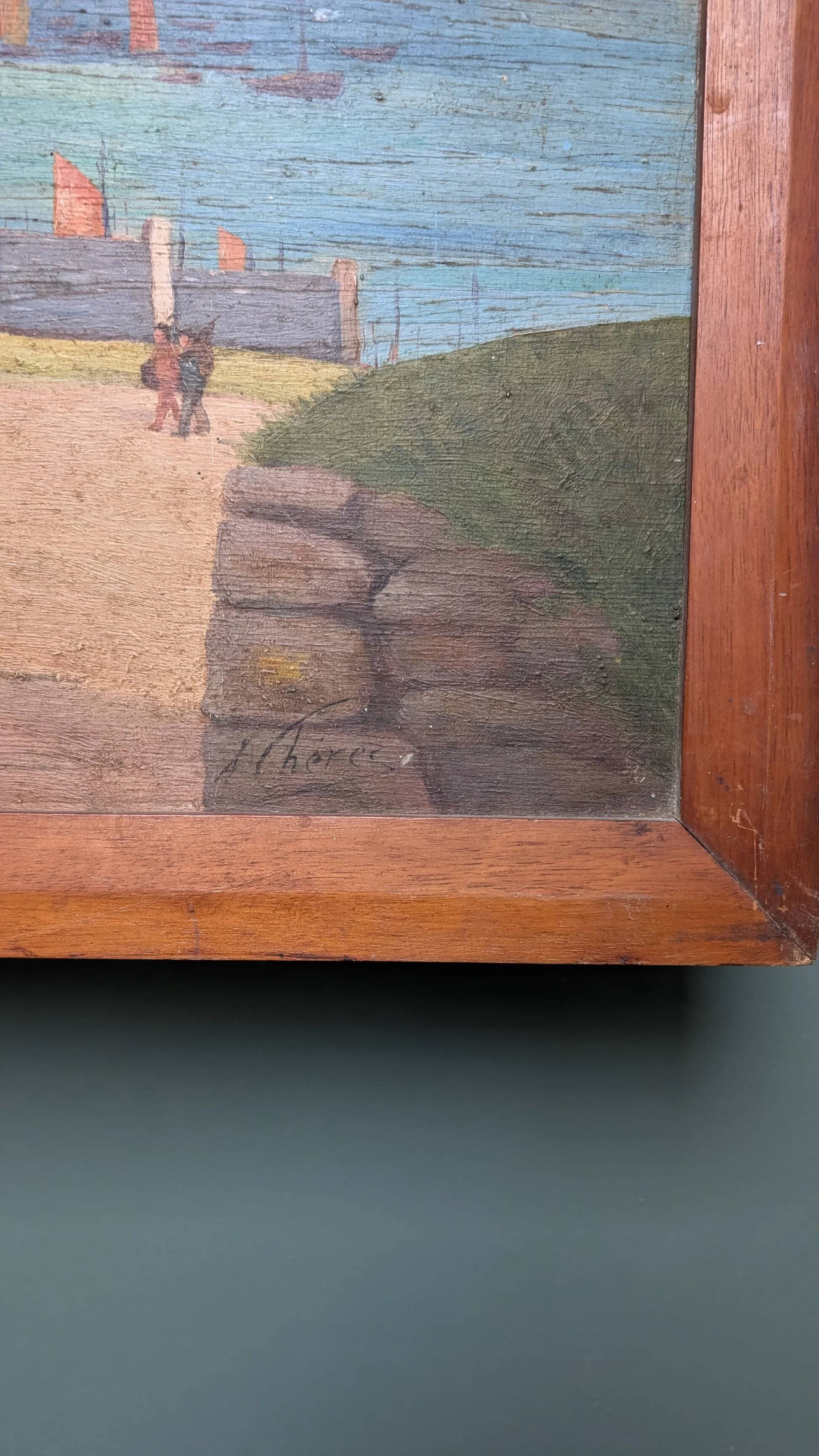 Tableau en bois - Marine au moulin