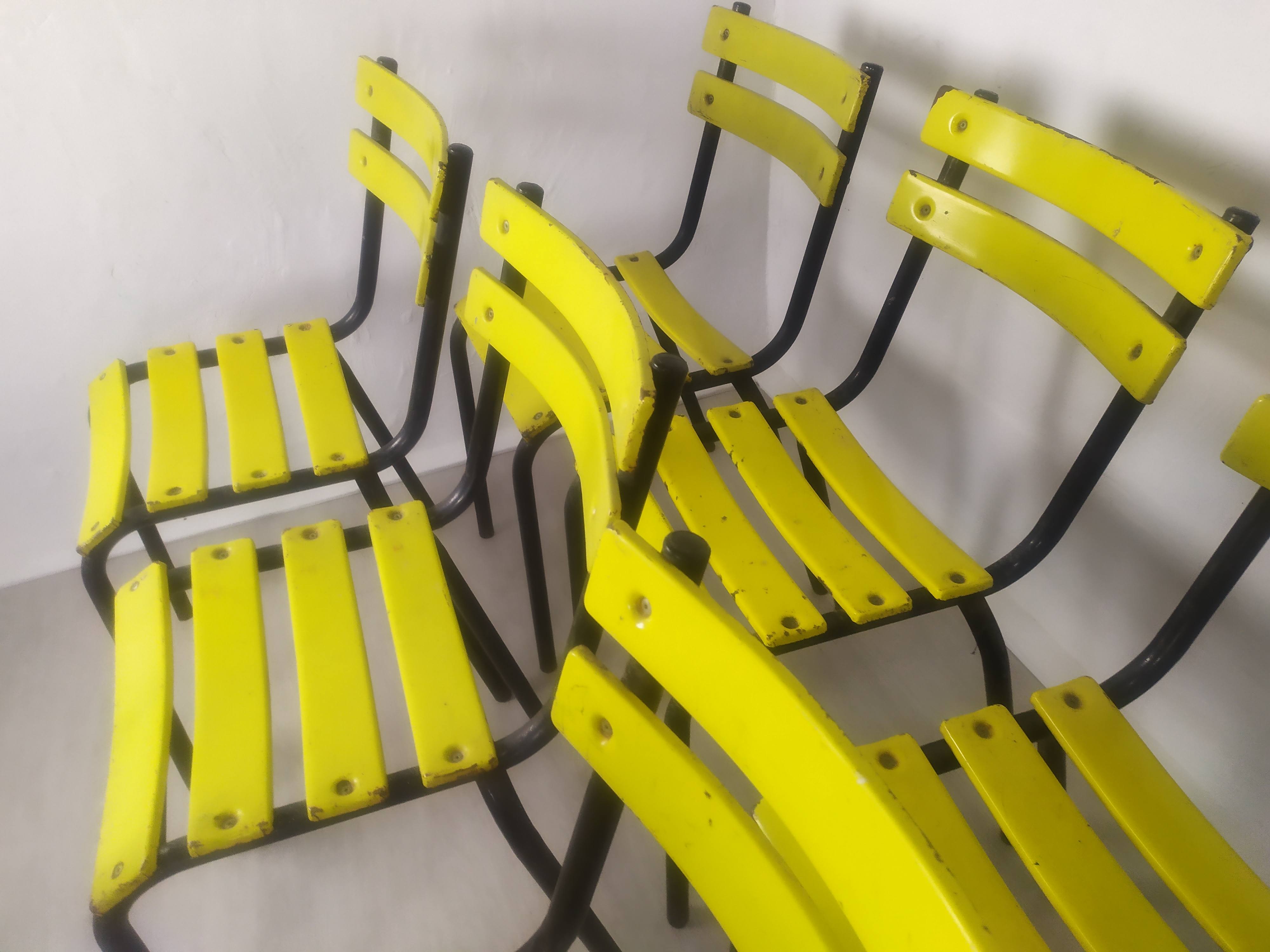 18 yellow metal bistro chairs