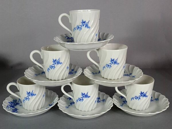 Service café complet 6 personnes porcelaine Haviland Limoges C649 S