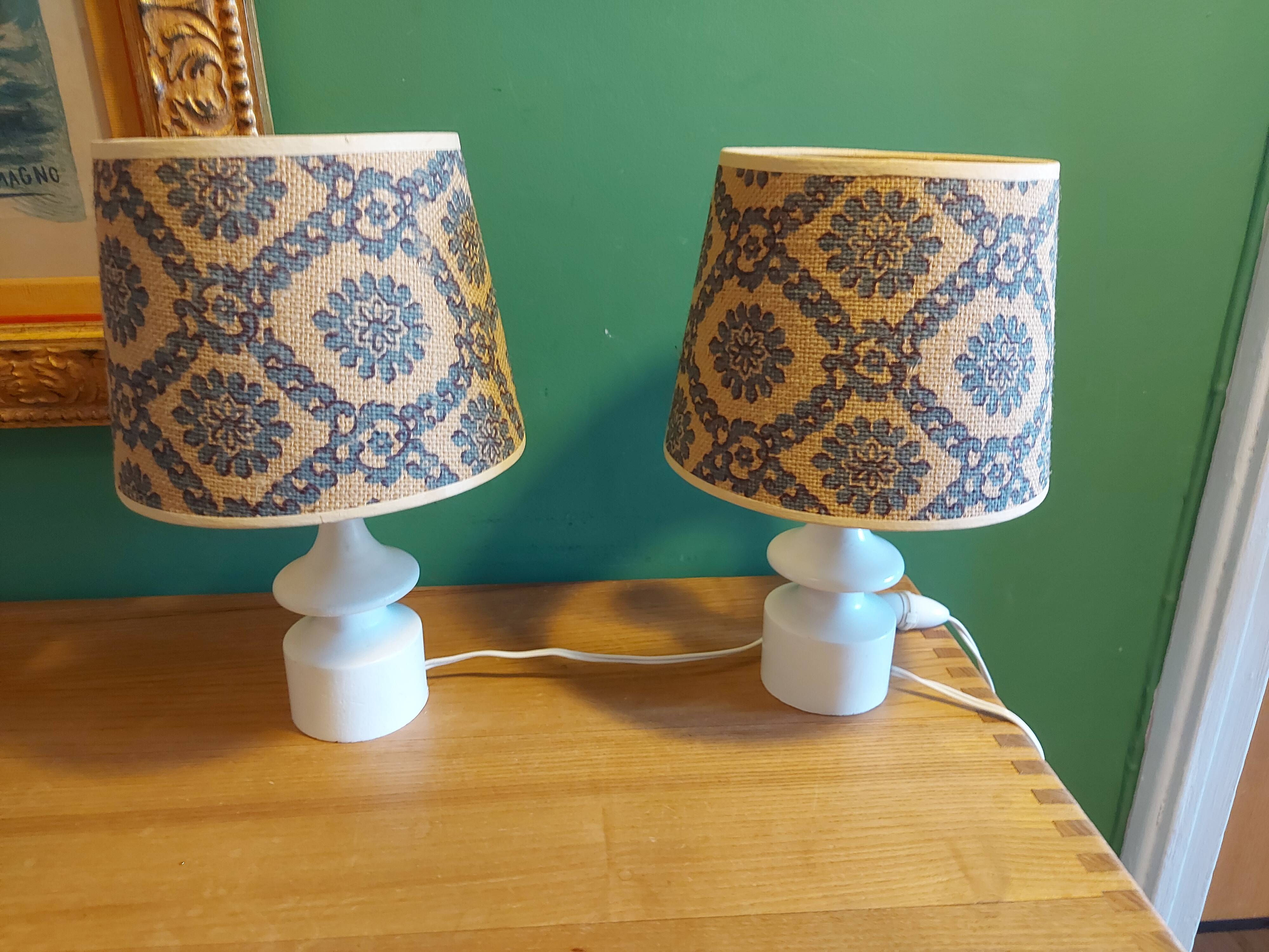 2 vintage 60's wooden bedside lamps
