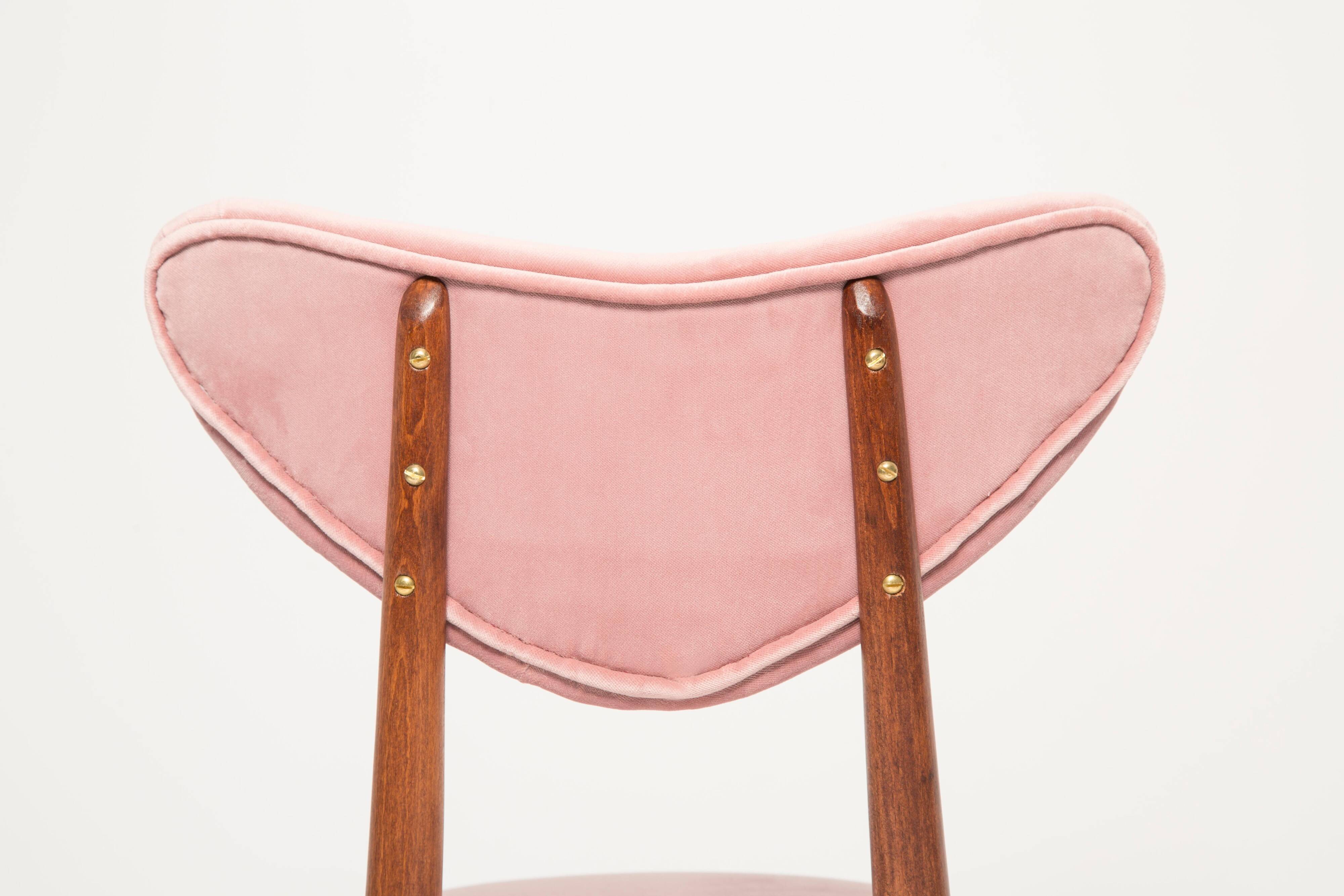 Mid-century light pink velvet heart-shaped chair, Europe, 1960s.