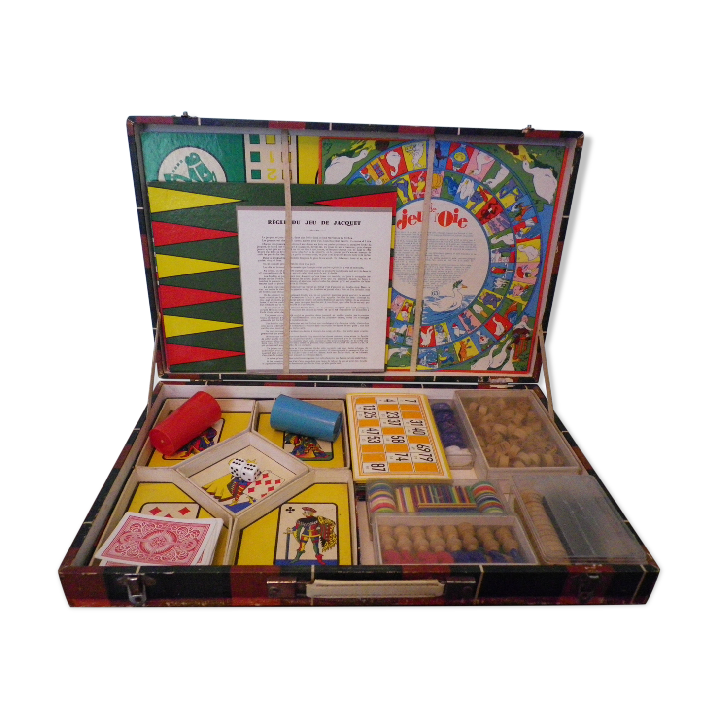 Old suitcase of board games, 7 games, - Rachez Paris -