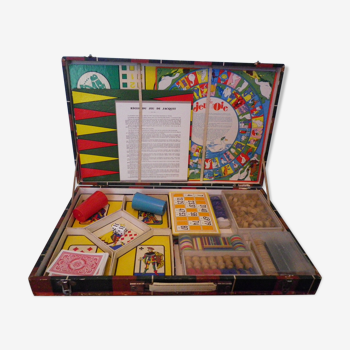 Valise ancienne de jeux de société, 7 jeux, - Rachez Paris