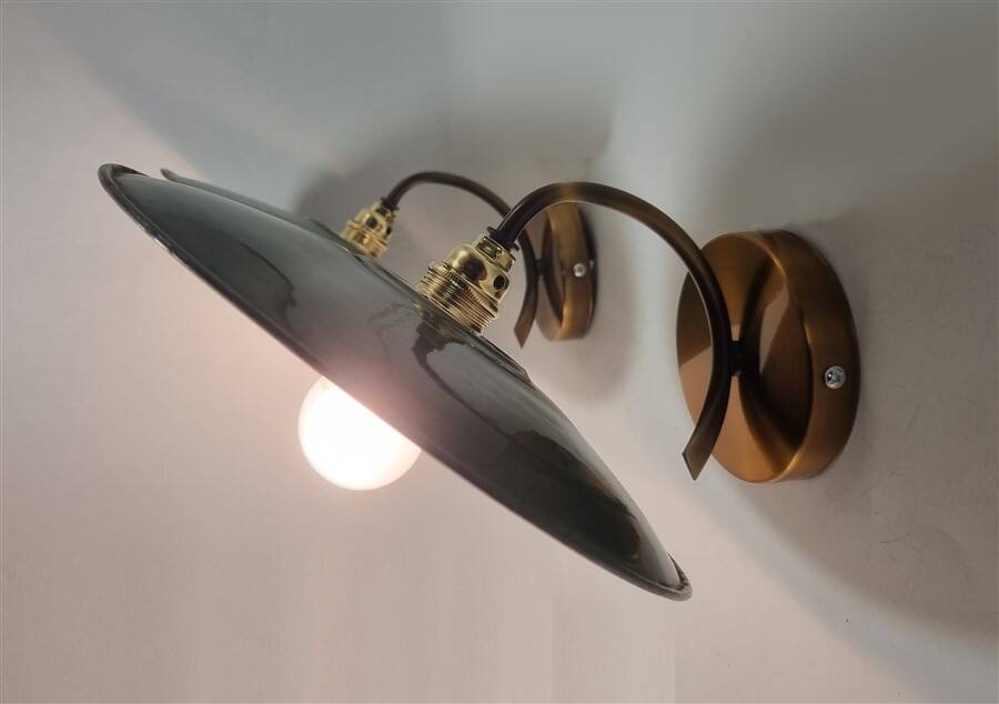 Pair of enameled sheet metal wall lights