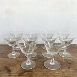 Antique engraved glass champagne glasses