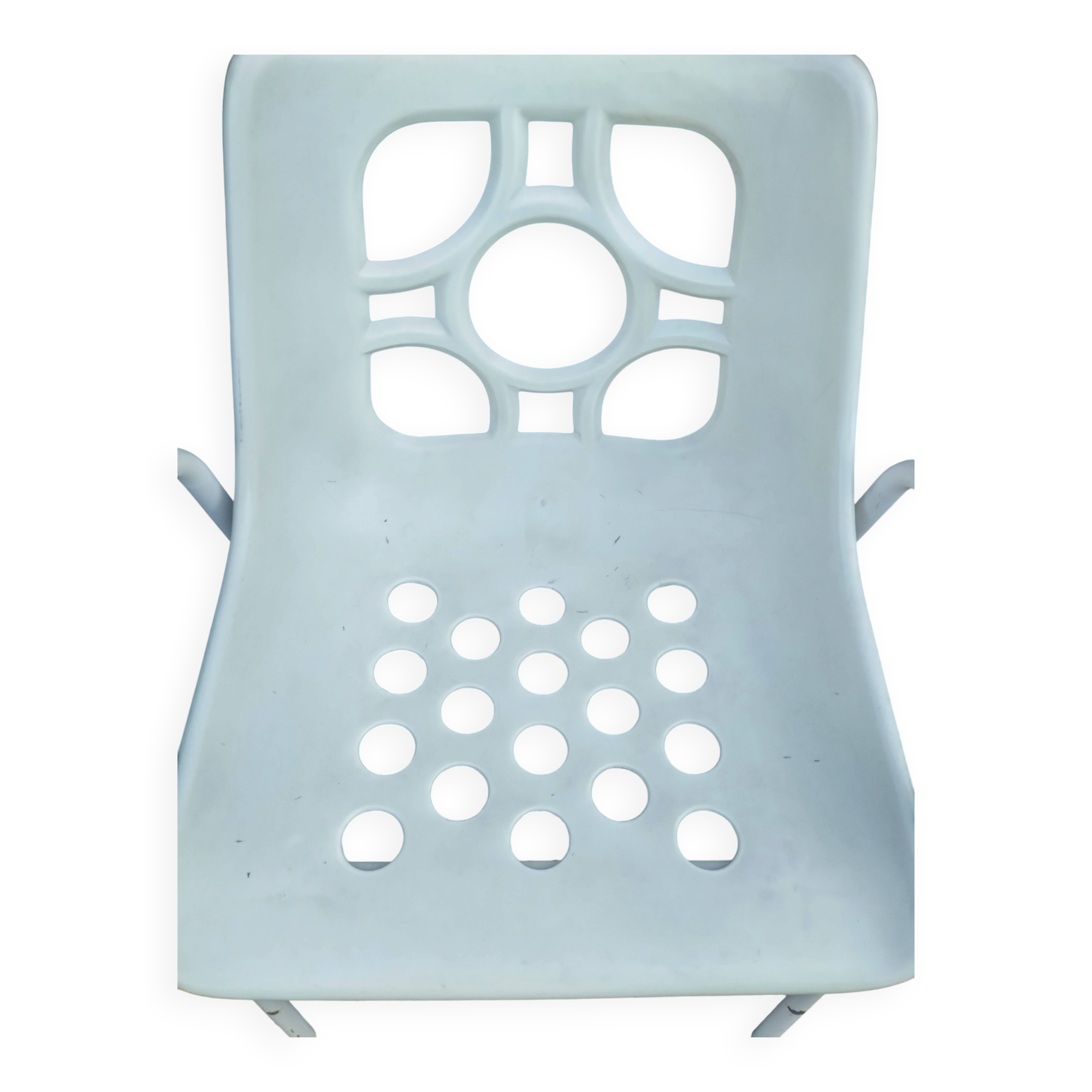 Set of 4 identical Space Age White Garden Chairs from the 70s
