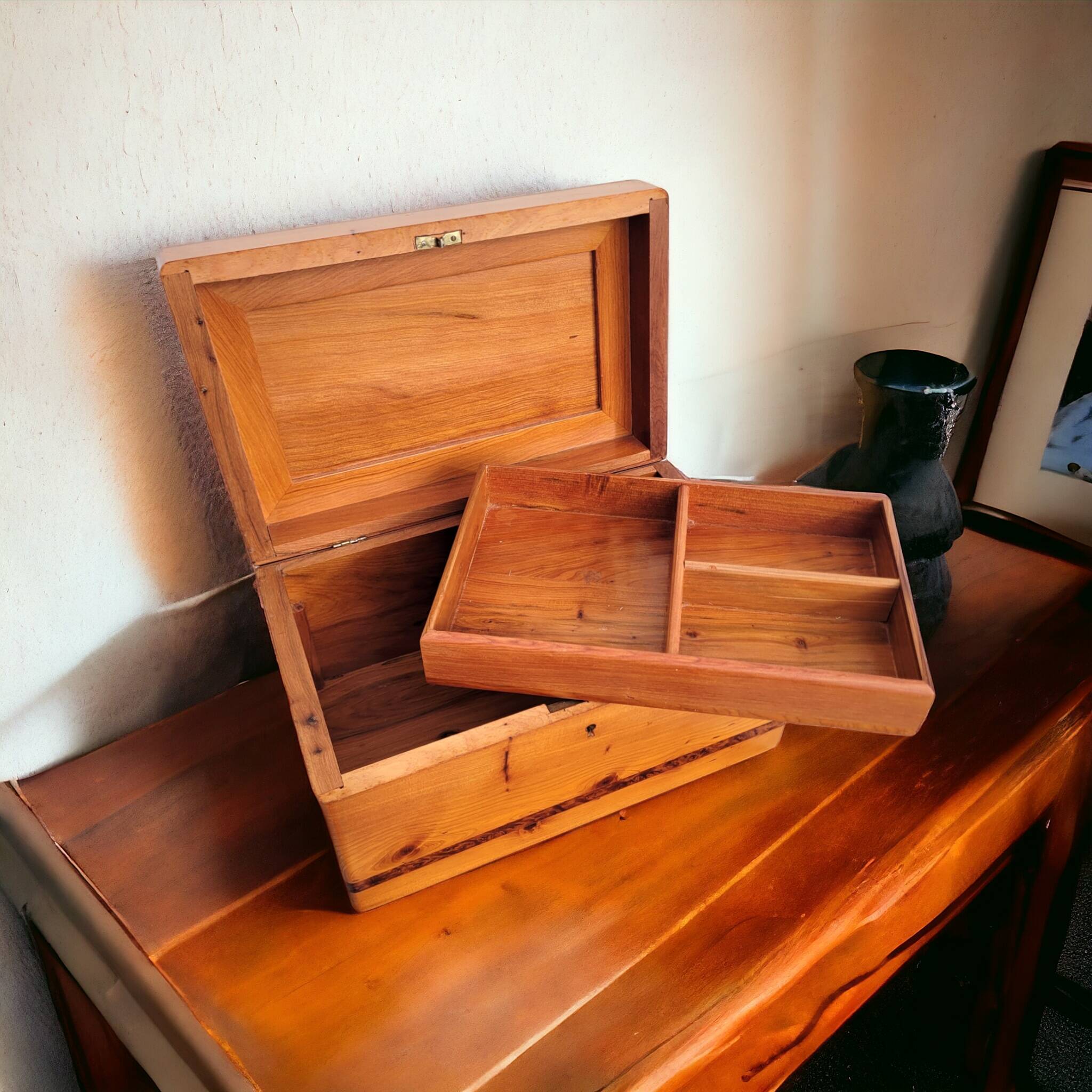 Old compartmentalized jewelry box