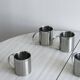 Set of 4 shiny stainless steel mugs