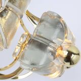 Large brass and crystal glass pendant by Sische, Germany, 1970s.