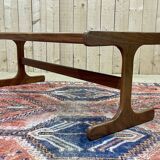 English teak coffee table with glass and tiled top - 1970s work