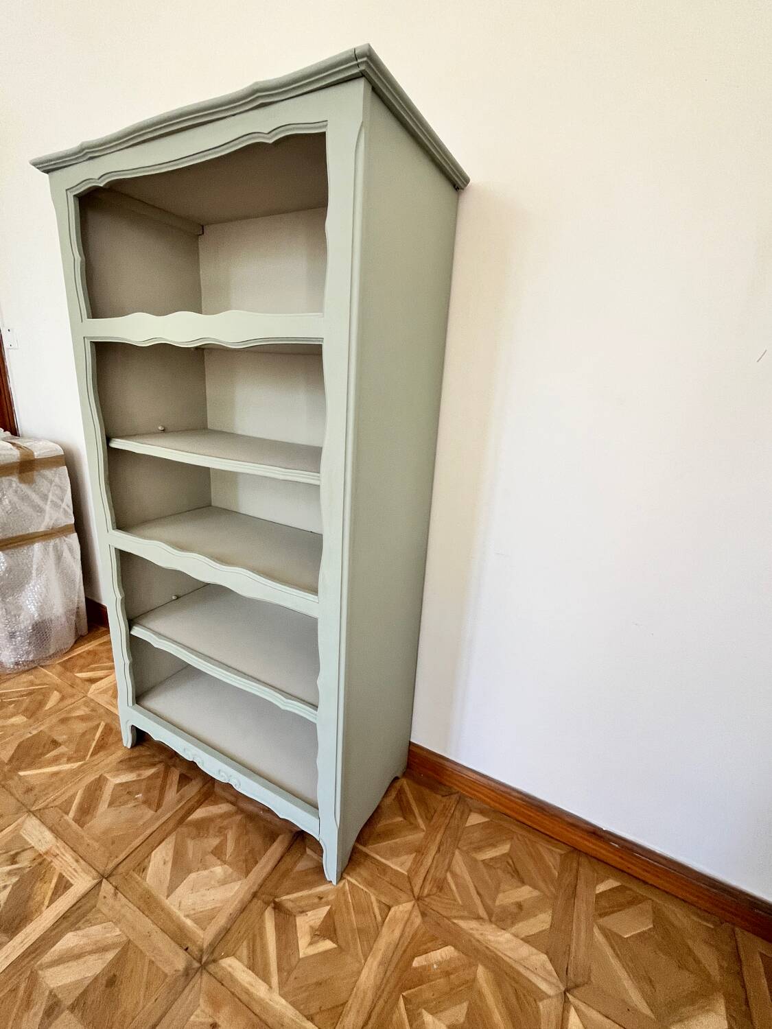 Large Celadon Green & Almond Milk Bookcase