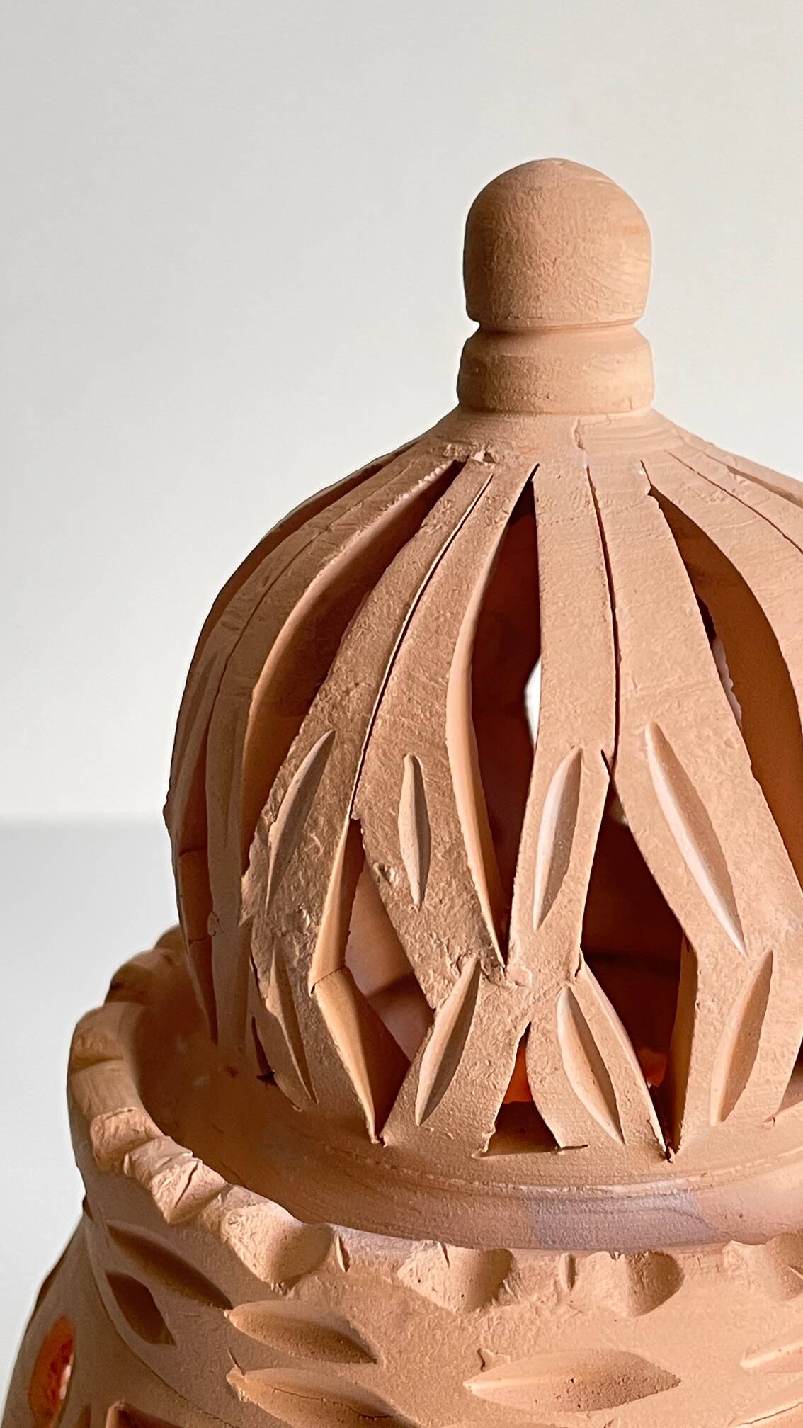 Handmade terracotta tealight candle holder