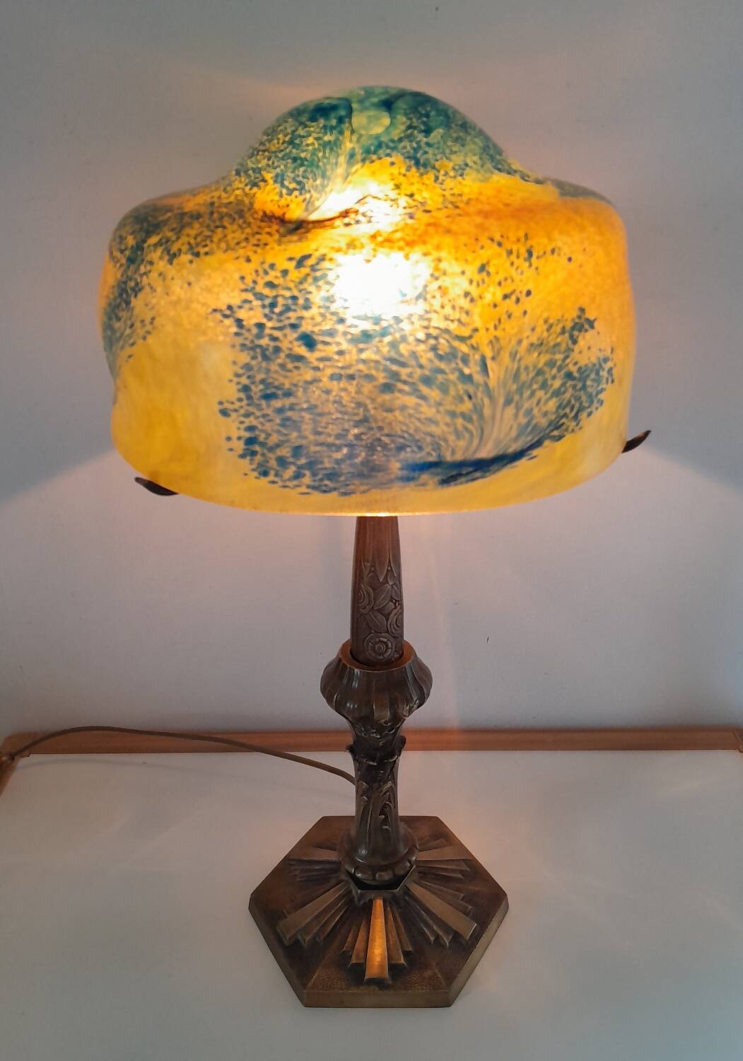 Art Nouveau style lamp 1950 Paris Star Trade Mark and glass paste