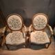 Pair of Louis XV style medallion armchairs.