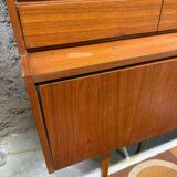 Vintage Scandinavian teak sideboard with compass feet from the 70s