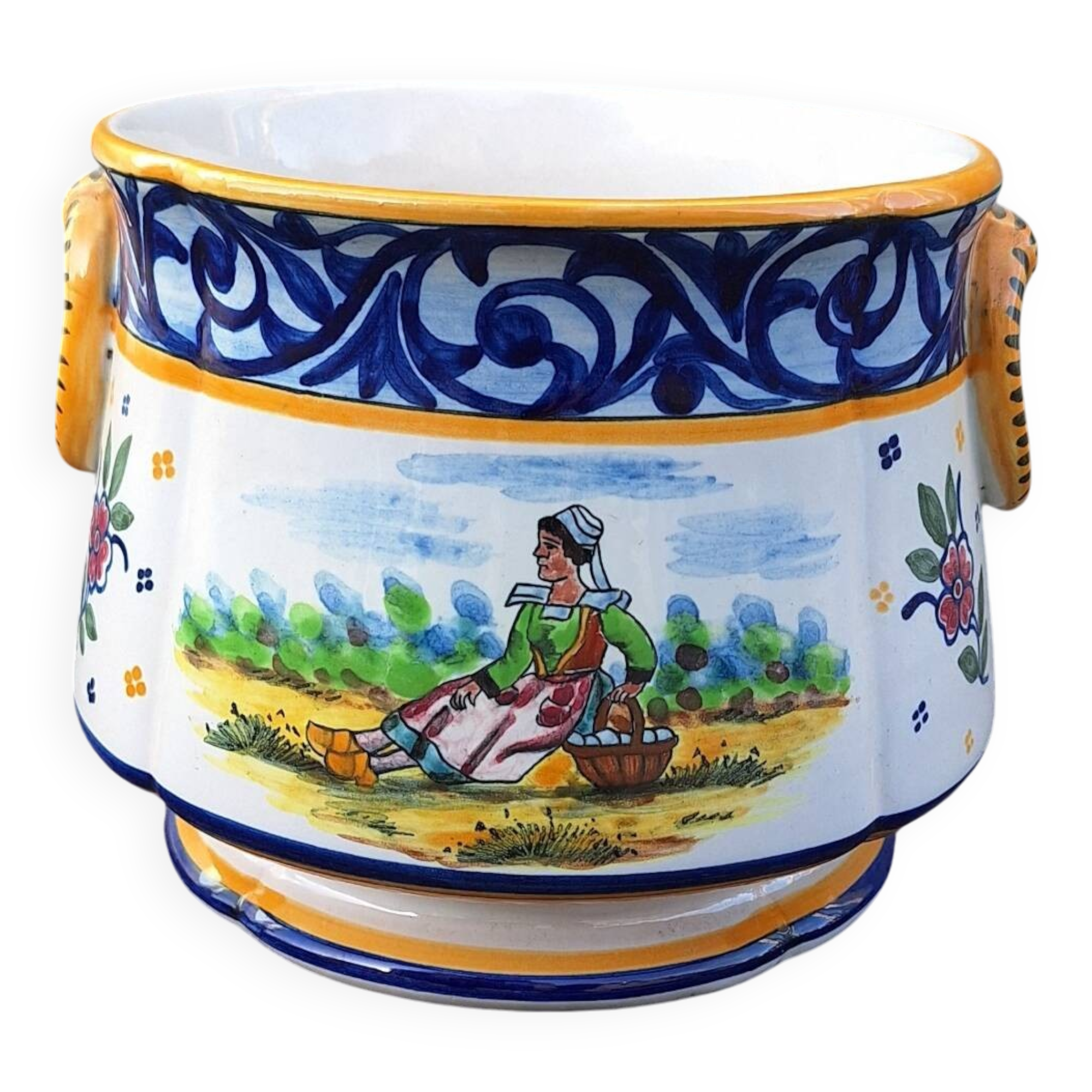 HB Quimper ceramic flowerpot