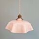 Trio of Art Deco pendant lights in scalloped opaline, 1920-30