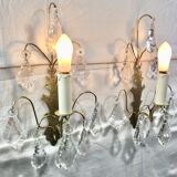 Pair of Wall Lamp Bronze And Crystal 1 Light