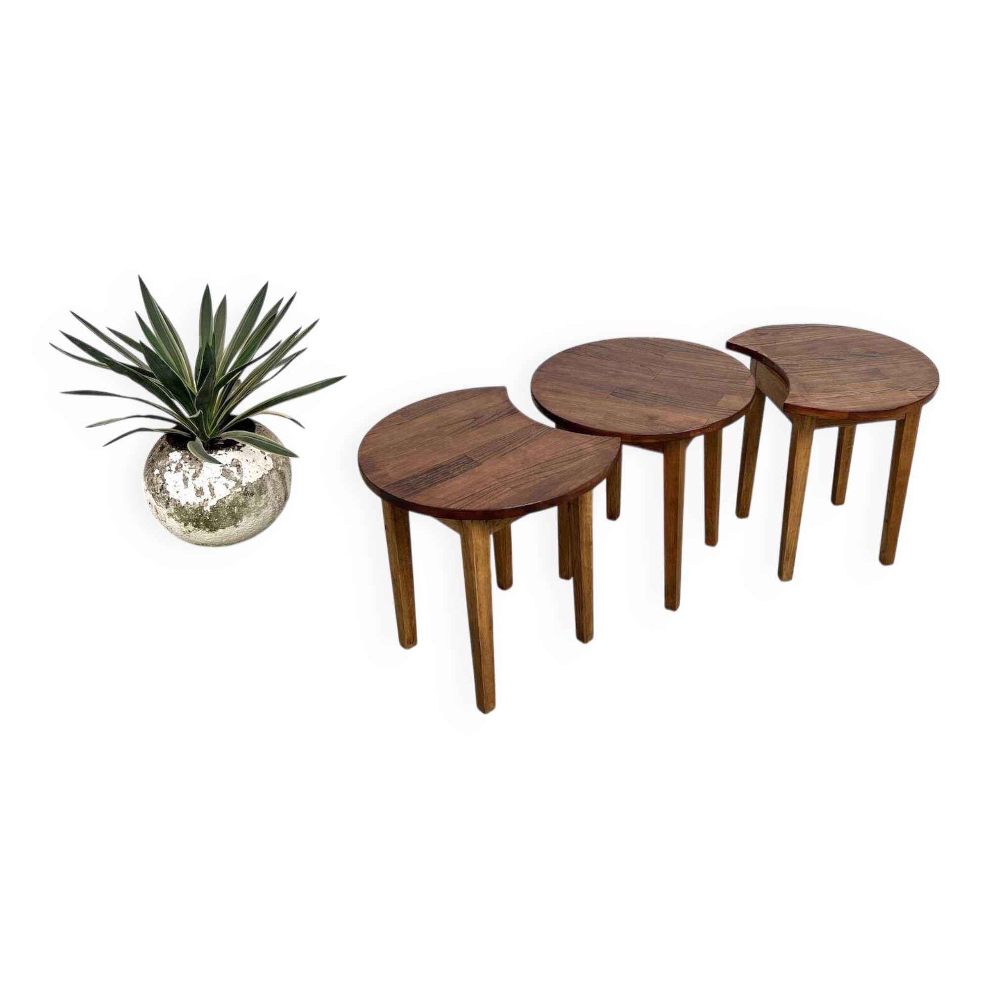 Set of 3 half-moon coffee tables, Denmark, 1960s