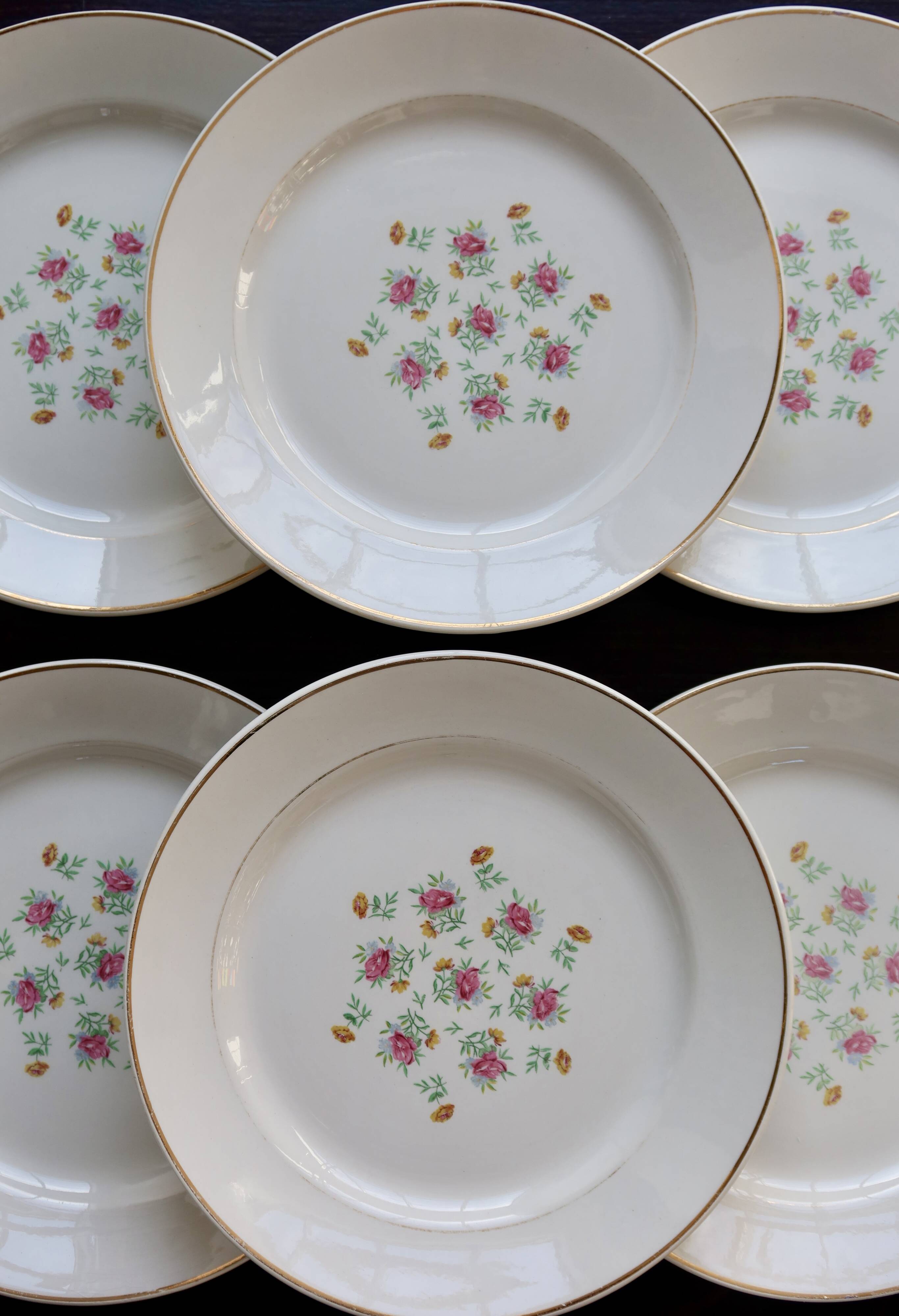 6 vintage flat plates in Lunéville earthenware – Christine model
