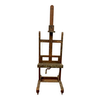 Painting easel with rack in solid oak 19th century