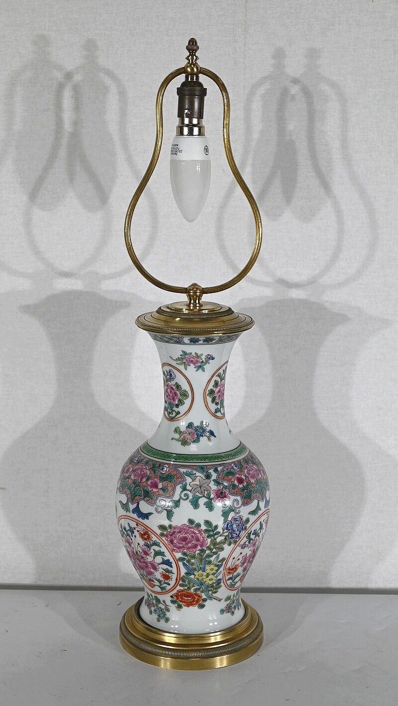 Porcelain lamp of china and brass – early twentieth century