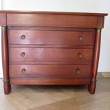 4-drawer chest of drawers - empire style - with detached columns - mahogany-bronze stain
