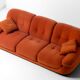 Vintage 'Sapporo' 3-seater sofa in suede by Mobil Girgi, 1970s