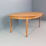 Danish Oak Round Extendable Dining Table By Rosengaarden 1960 Denmark