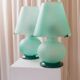 Mint Murano Glass Mushroom Table Lamp from Italy, 1980s Mid-Century with Metal Base