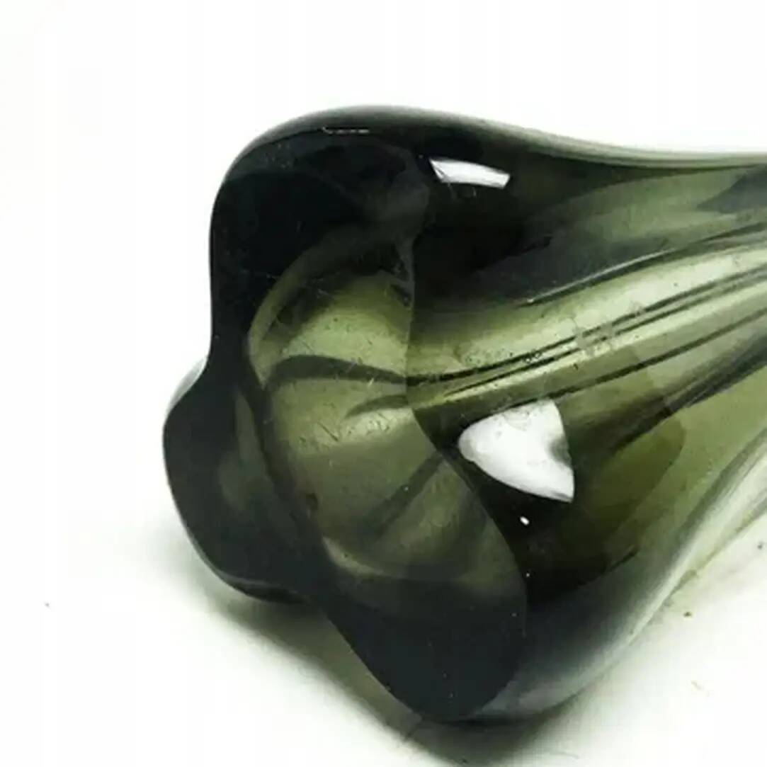 Brutalism vase, green pressed glass, Ząbkowice, Poland, 1970s