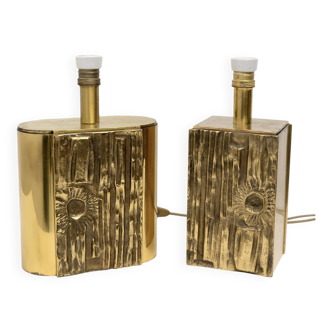 Attributed Angelo Brotto Mid-century Modern Brass Table Lamps by Esperia
