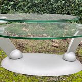 Naos designer coffee table in tempered glass and cast iron