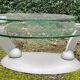 Design coffee table Naos in tempered glass and cast iron.