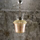 Mid-century crackle glass lantern with checkered pattern, France