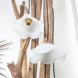 Paire de lampes baladeuses avec globe en opaline