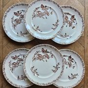 Ironstone dessert plates, poppies