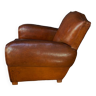 French, leather club chair, caramel mustache model circa 1930's