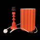 Vintage side lamp in orange painted wood and ribbed fabric shade