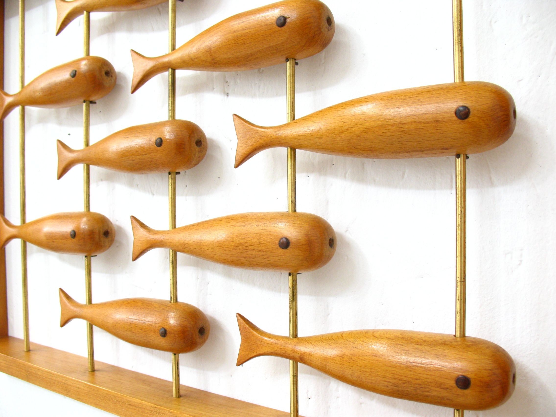 Wall decoration in teak 70's Denmark