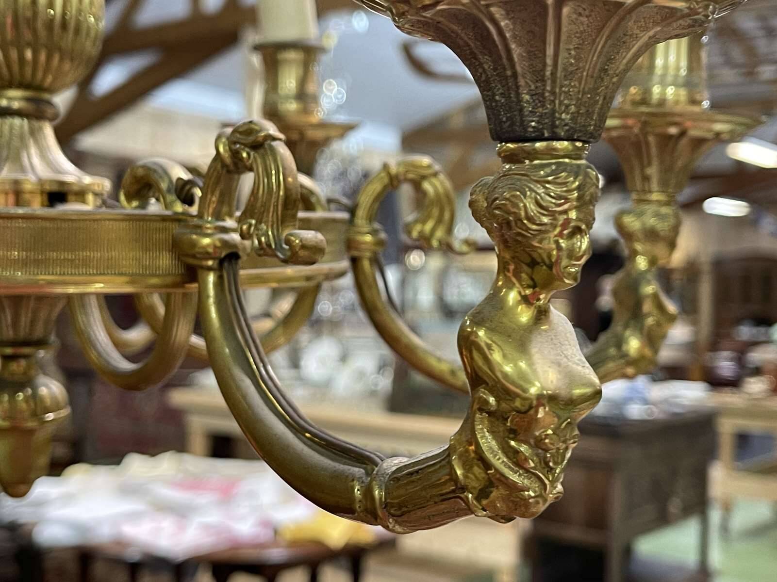 Bronze chandelier 6 lights from the 1950s