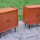 Pair of vintage mahogany sideboards with square metal legs from the 60s