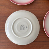 4 assiettes à dessert Longwy vintage en faïence grand feu