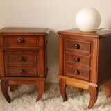 Pair of old walnut bedsides