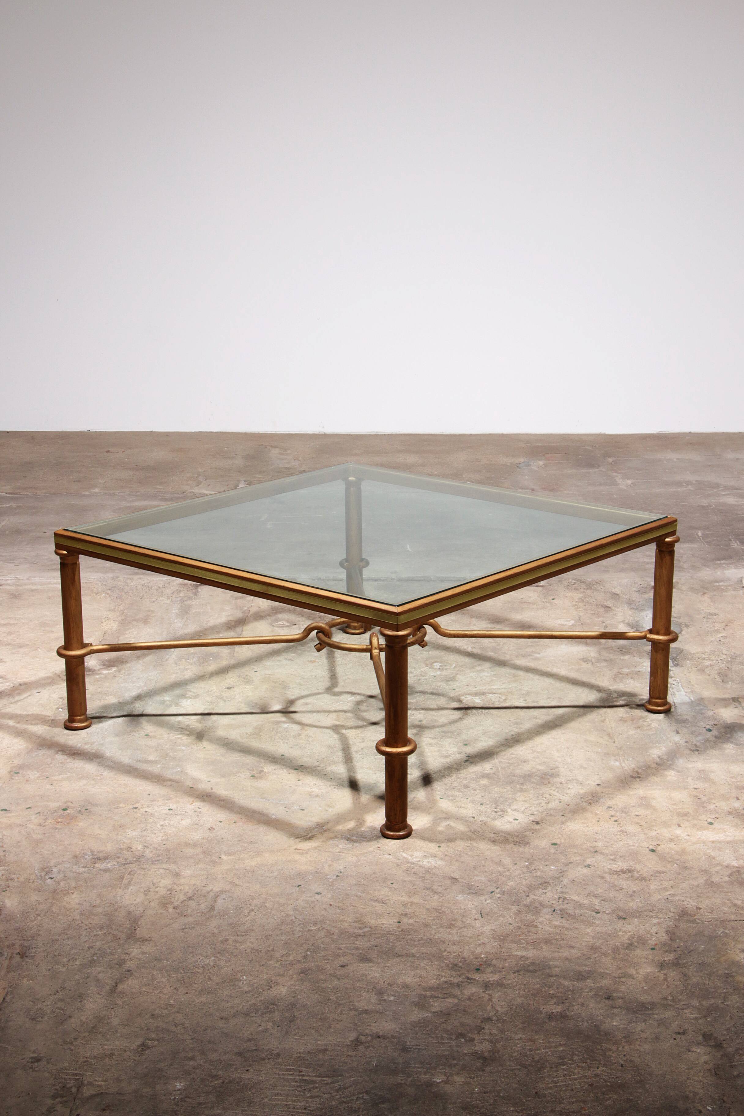 Elegant Gilded Iron Coffee Table by Giovanni Banci, Italy 1970