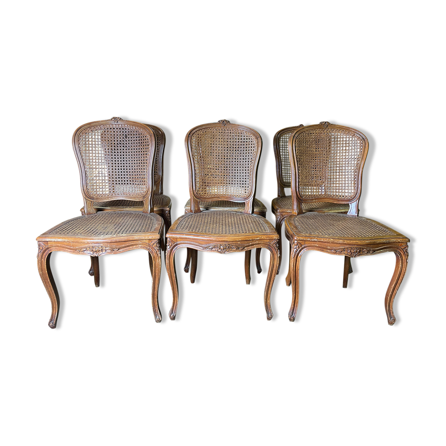 Suite of 6 Louis XV style chairs in canning