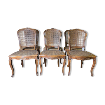 Suite of 6 Louis XV style chairs in canning