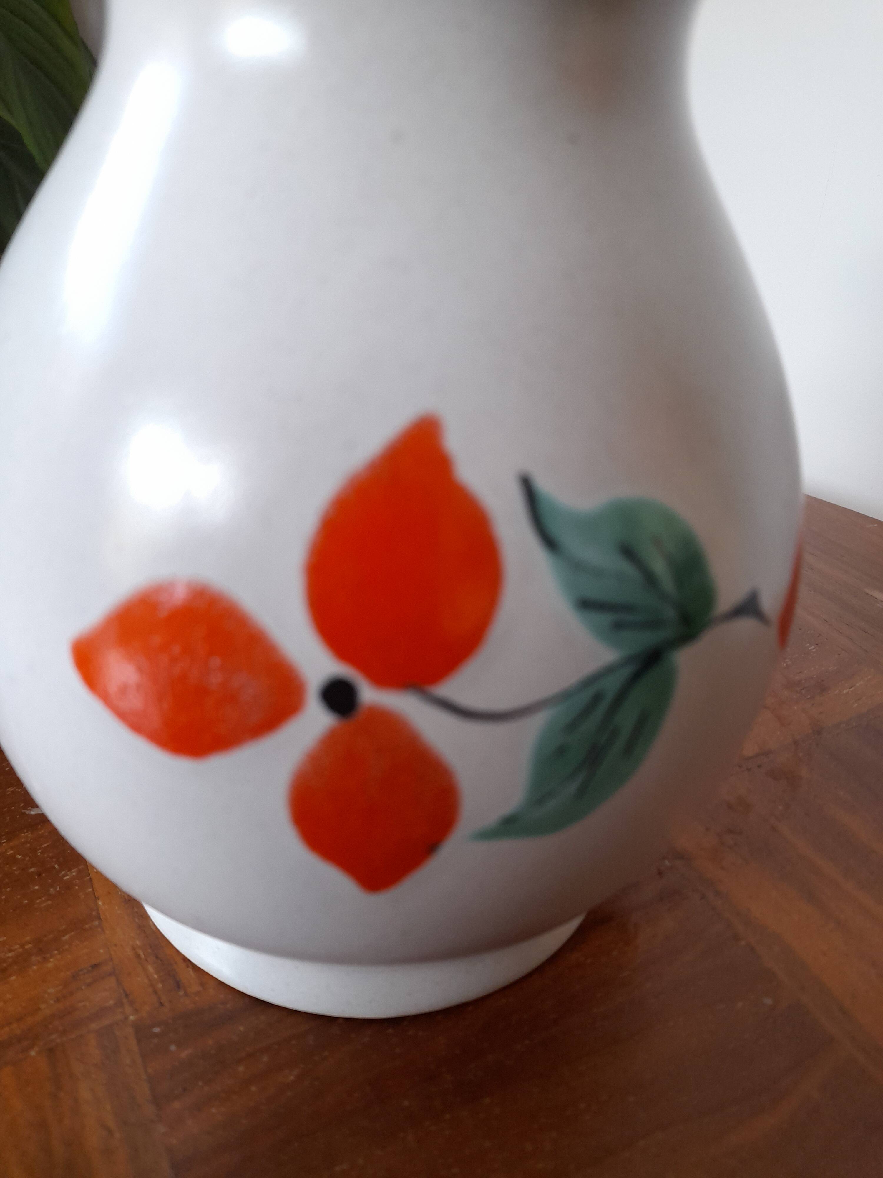 Vintage Poët Laval orange and green vase