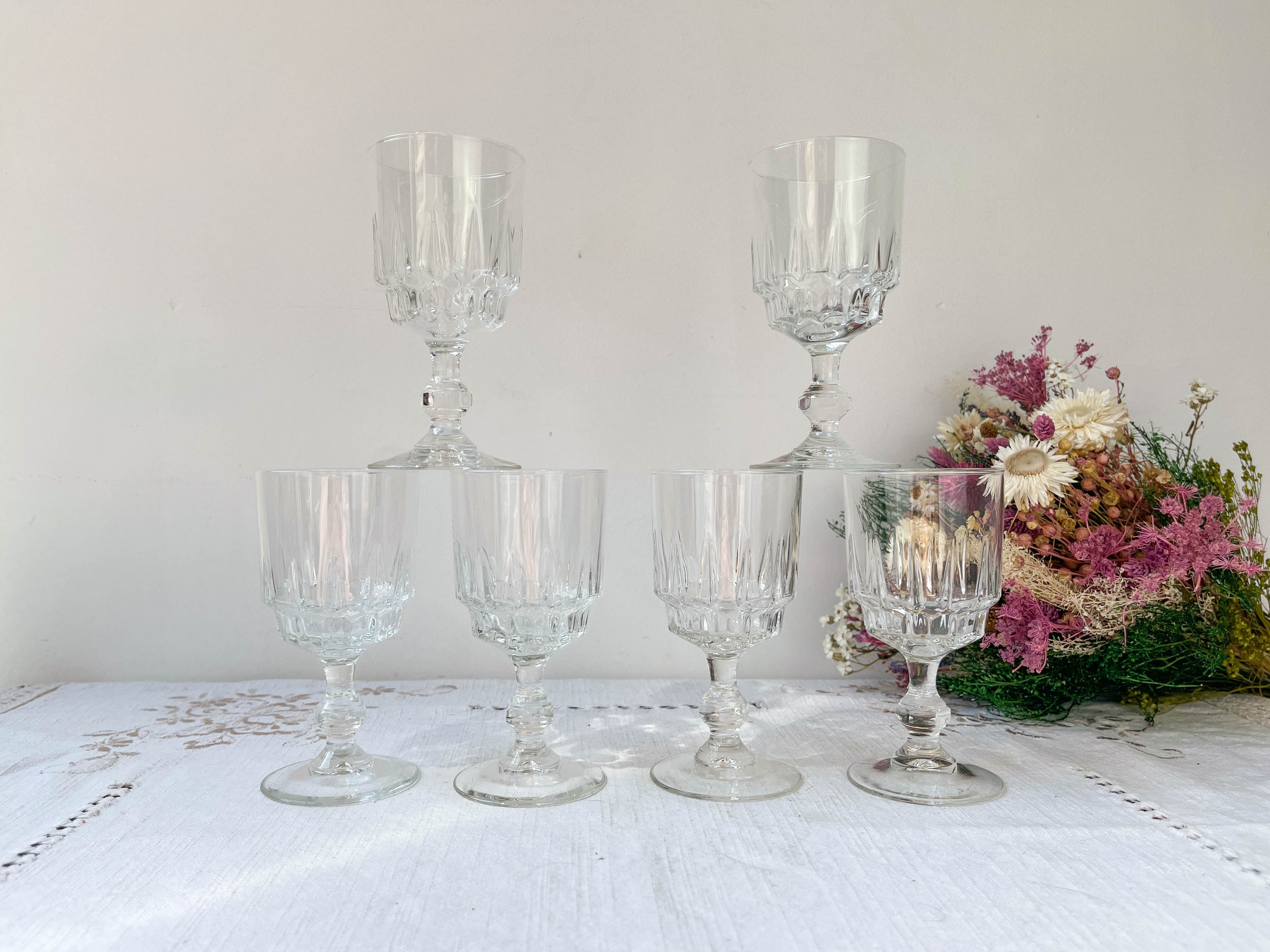 6 verres à vin rouge luminarc modèle lance, 1970 made in france