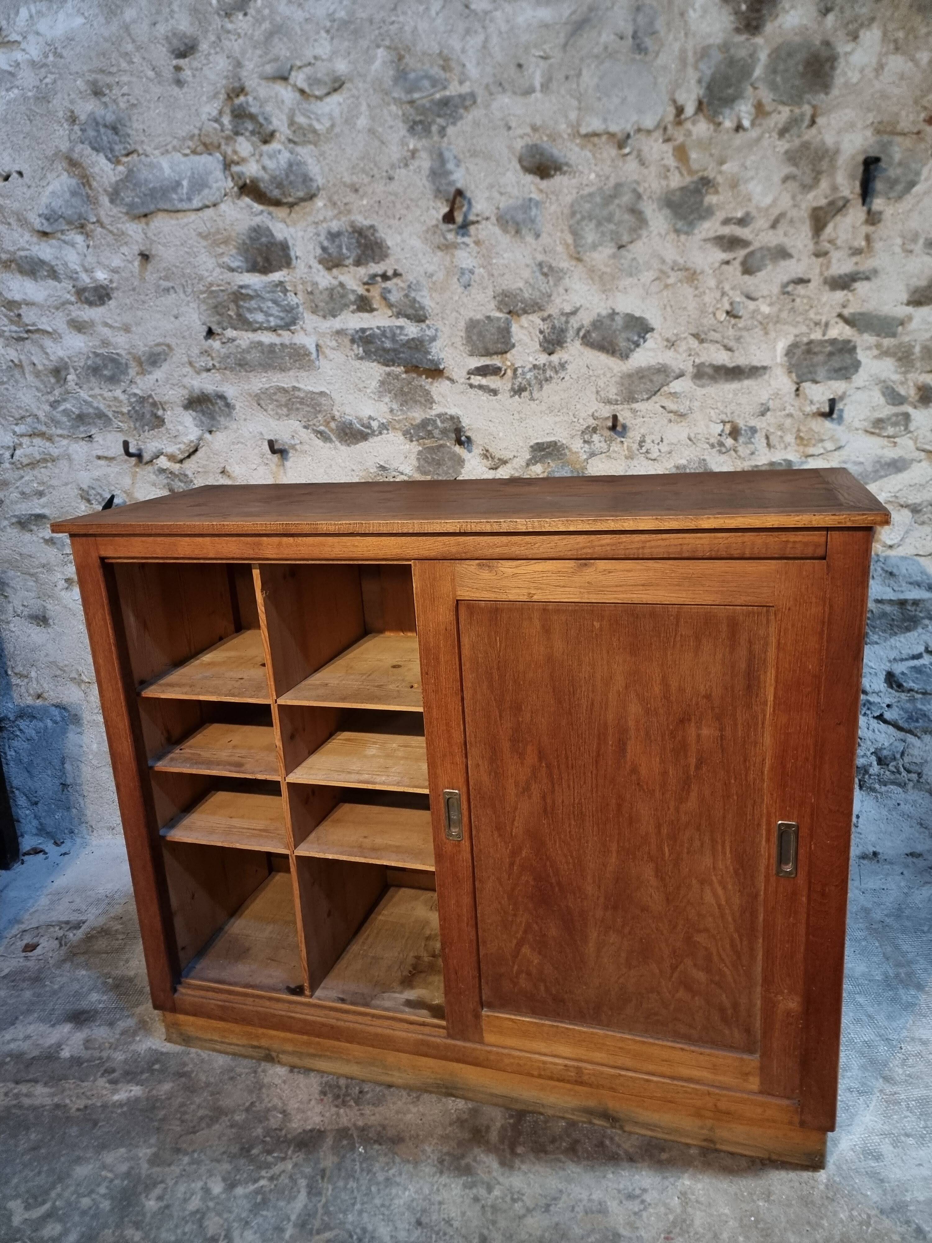 Oak sliding door wardrobe, 1920s